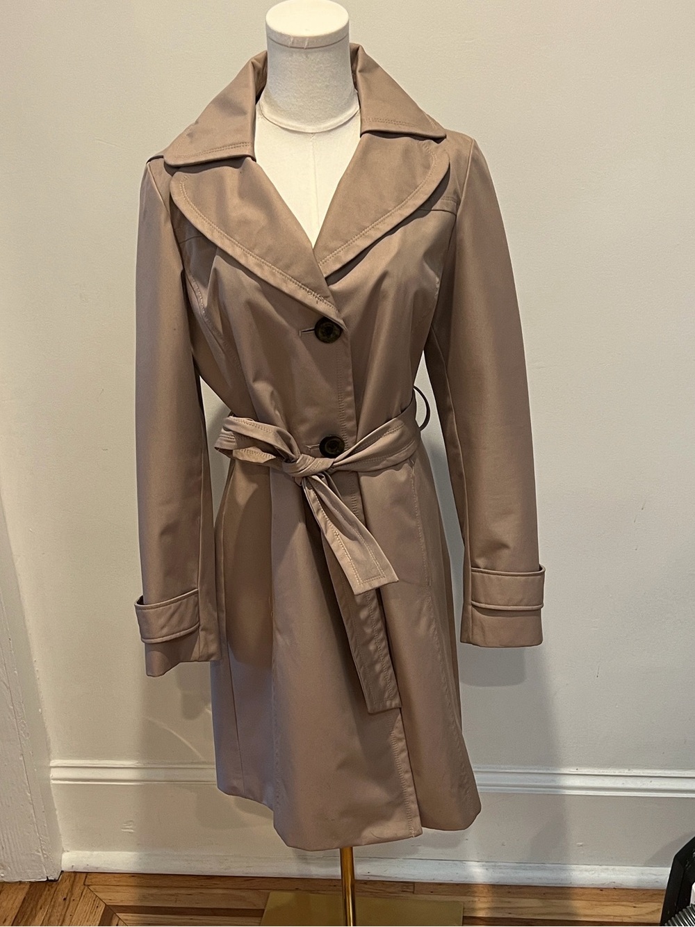 Ellen Tracy Women's Taupe Belted Trench Coat